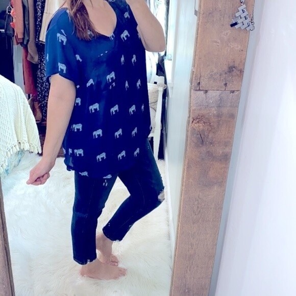 Torrid elephant print blue boho top size 2X - Picture 2 of 7